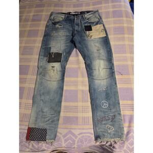 Billionaire Boys Club Prewashed Distressed Patchwork Faded Jeans Men's 37 x 33